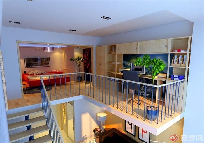 住宅详细的跃层室内装饰设计3d模型及效果图